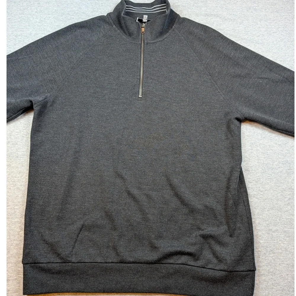 Reiss Matty Mens Charcoal Grey Quarter Zip Pullover Sweatshirt Size L Raglan